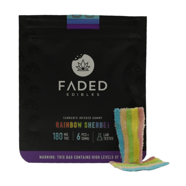 Faded Edibles – Rainbow Sherbet – 180mg | Pink Joint Canada