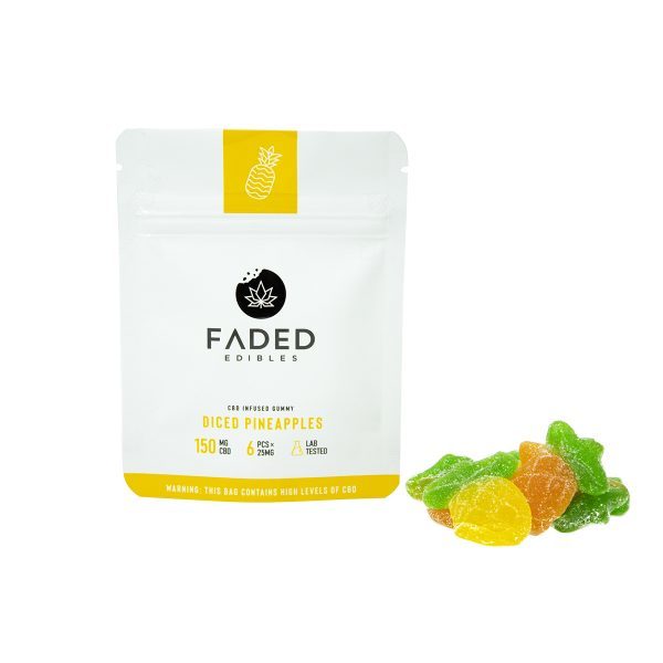 Faded Edibles – CBD 150mg Diced Pineapples | Pink Joint Canada