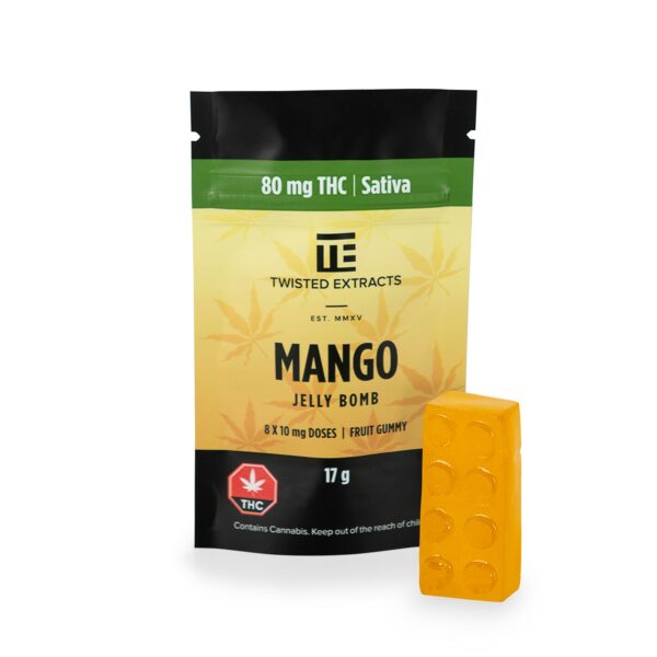Twisted Extracts- Mango Jelly bomb – SATIVA – 80MG THC | Pink Joint Canada