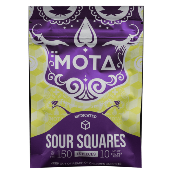 MOTA Edibles – Sour Squares – 150mg THC | Pink Joint Canada