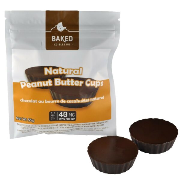 Baked Edibles – Chocolate Mini Peanut Butter Cups 40mg THC | Pink Joint Canada