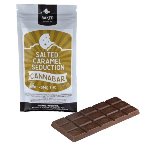 Baked Edibles – Chocolate Bar – Salted Caramel Seduction 75mg THC | Pink Joint Canada Baked Edibles – Chocolate Bar – Salted Caramel Seduction 75mg THC | Pink Joint Canada