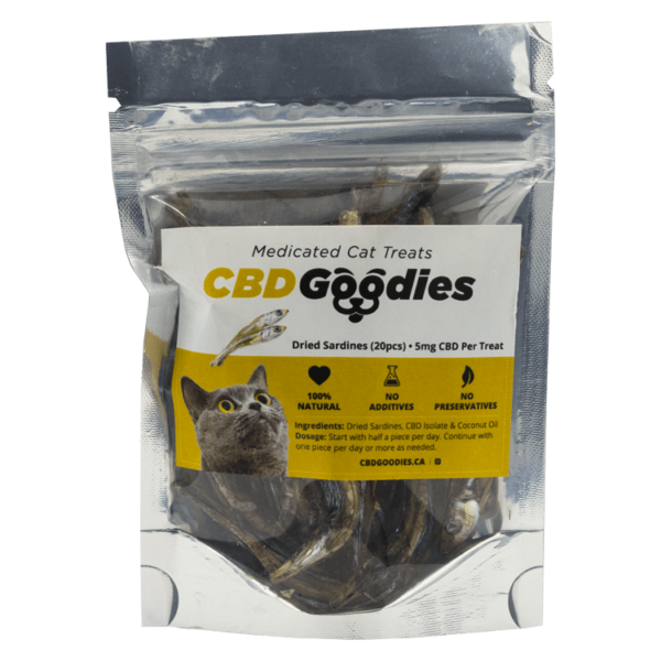 CBD Goodies – Medicated Cat Treats – Dried Sardines – 100mg CBD | Pink Joint Canada