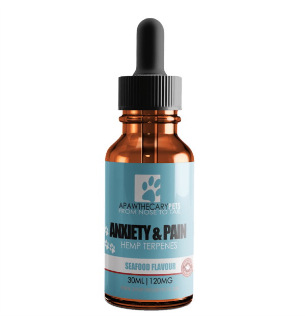 Apawthecary Pets – Anxiety & Pain Tincture – Seafood Medley Flavour 120mg | Pink Joint Canada