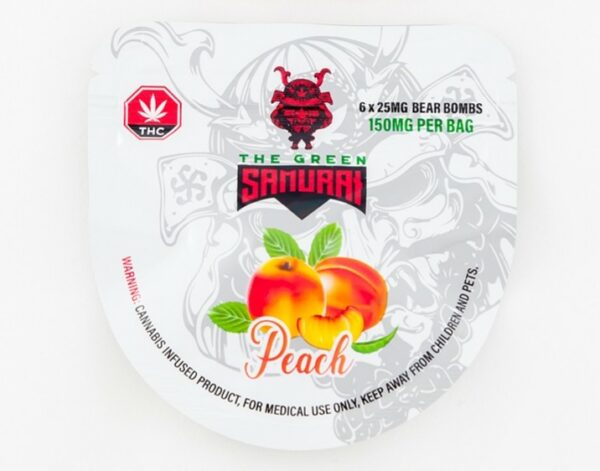 The Green Samurai – Peach Gummies – 150mg | Pink Joint Canada