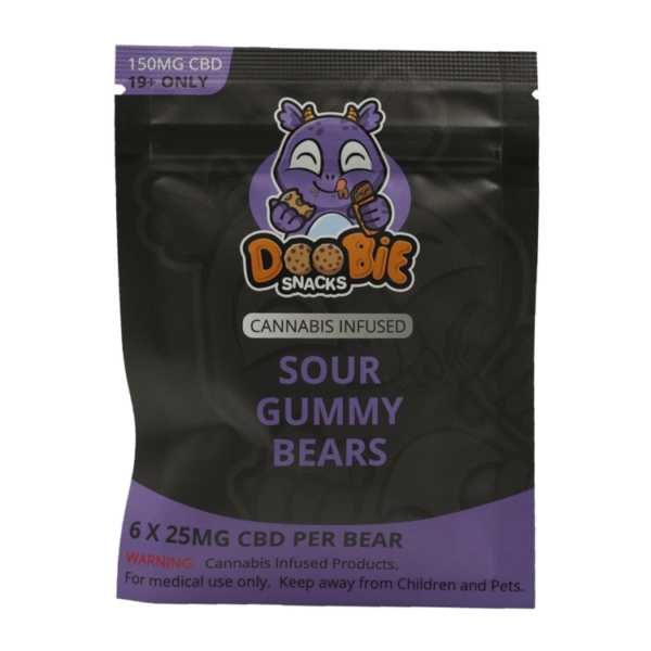 Doobie Snacks – CBD Sour Gummy Bears – 150mg CBD | Pink Joint Canada
