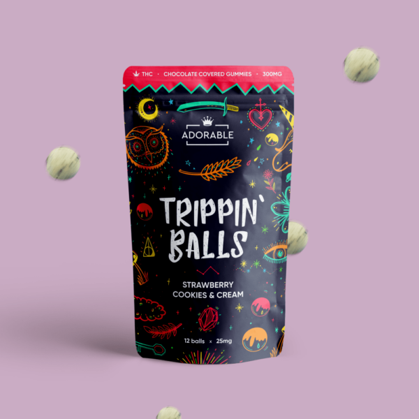 Adorable – Trippin’ Balls – Strawberry Cookies & Cream – 300mg | Pink Joint Canada
