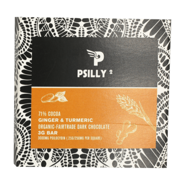 Psilly – Dark Chocolate Bar – Ginger & Turmeric | Pink Joint Canada Psilly – Dark Chocolate Bar – Ginger & Turmeric | Pink Joint Canada