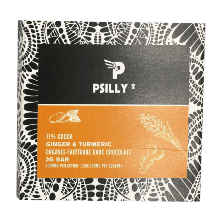 Psilly – Dark Chocolate Bar – Ginger & Turmeric | Pink Joint Canada Psilly – Dark Chocolate Bar – Ginger & Turmeric | Pink Joint Canada