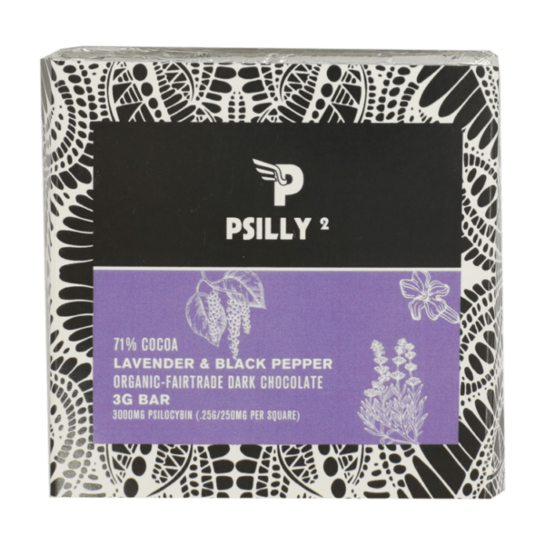 Psilly – Dark Chocolate Bar – Lavender & Black Pepper | Pink Joint Canada