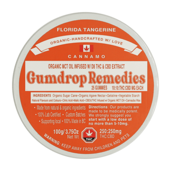 Gumdrop Remedies – Florida Tangerine 1:1 Gummies – 250mg THC/250mg CBD | Pink Joint Canada