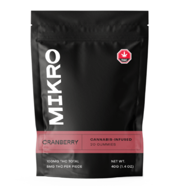 Mikro – THC Gummies – 100mg THC – Cranberry | Pink Joint Canada