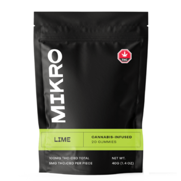 Mikro – 1:1 THC/CBD Gummies – 100mg – Lime | Pink Joint Canada