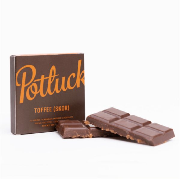 Potluck – Infused Chocolate – Toffee (Skor) – 300mg THC | Pink Joint Canada