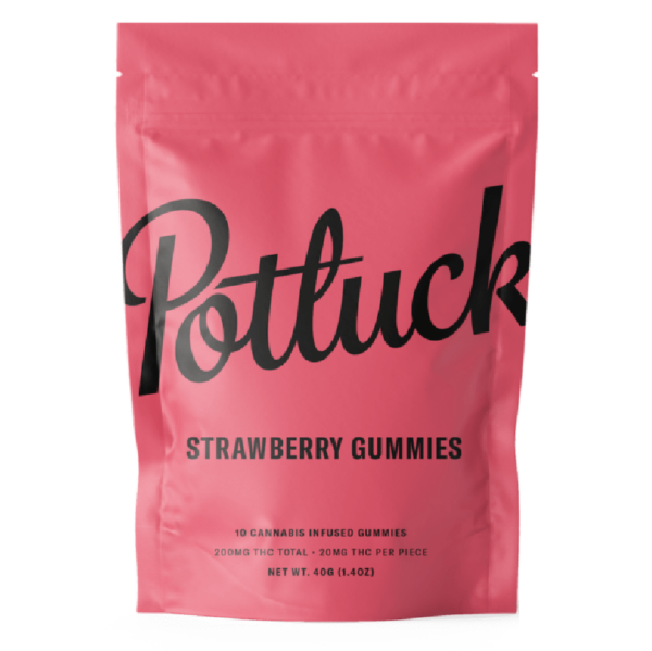 Potluck Extracts – Strawberry Gummies – 200mg THC | Pink Joint Canada