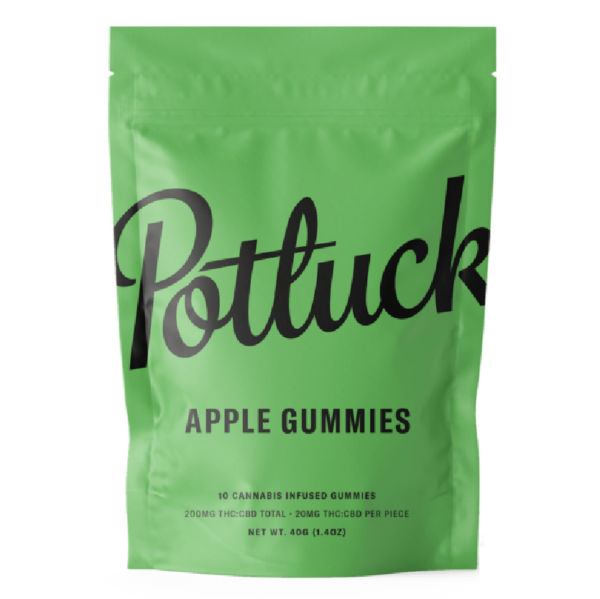 Potluck Extracts – Apple Gummies (1:1) – 100mg THC / 100mg CBD | Pink Joint Canada