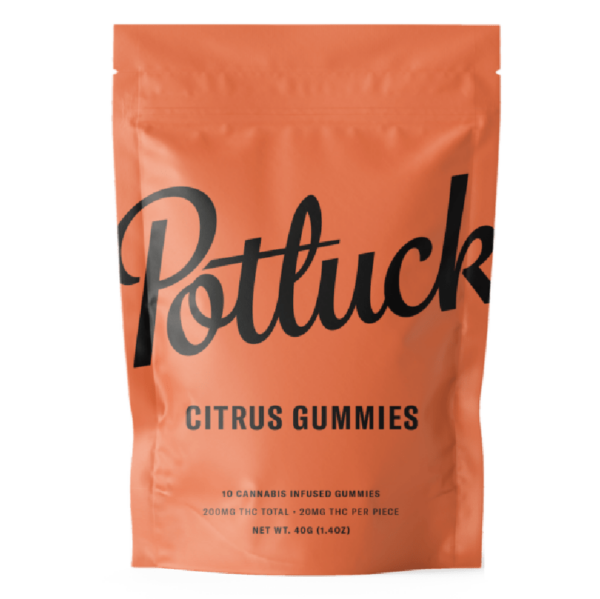 Potluck Extracts – Citrus Gummies – 200mg THC | Pink Joint Canada