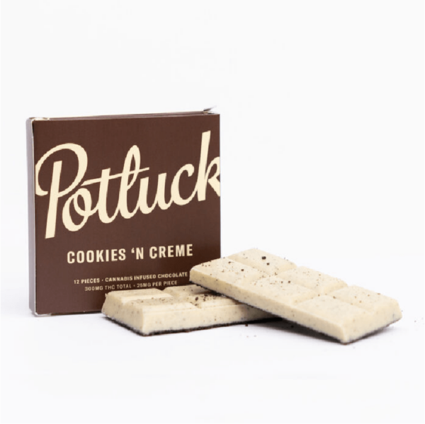 Potluck – Infused Chocolate – Cookies & Cream – 300mg THC | Pink Joint Canada