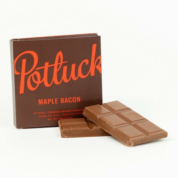Potluck – Infused Chocolate – Maple Bacon – 300mg THC | Pink Joint Canada